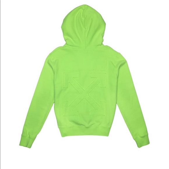 Men’s off white slim hoodie fluorescent yellow